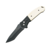 5" Auto Bold Action? V White Smooth Bone Handle with Black Blade - AC-550-WSB6-B