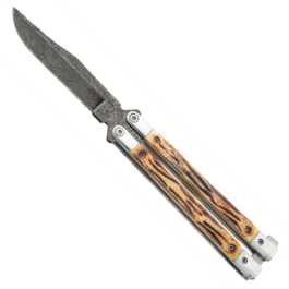 5″ Genuine India Stag Bone™ Butterfly Damascus – 517D