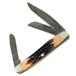 4″ Genuine India Stag Bone™ Large Stockman Damascus – 547D