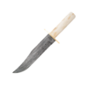 14 3/8" White Smooth Bone Bowie Damascus w/Leather Sheath