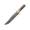 12" American Bowie Damascus Genuine India Stag Bone™ w/Leather Sheath