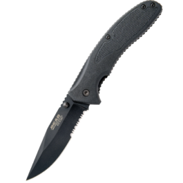 Pattern 106/119 |  4-1/2″ Black Zytel® Sideliner Assisted Opener Partially Serrated Blade