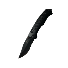 Rancor V  |  4-1/2″ Black Aluminum Slide Lock Tanto Point Partially Serrated w/Pocket clip