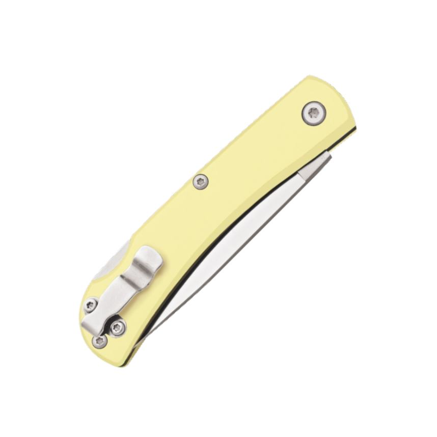 4 5/8" Carbon Steel Yellow Delrin® Large Locking Farmhand w/ Clip - Image 2